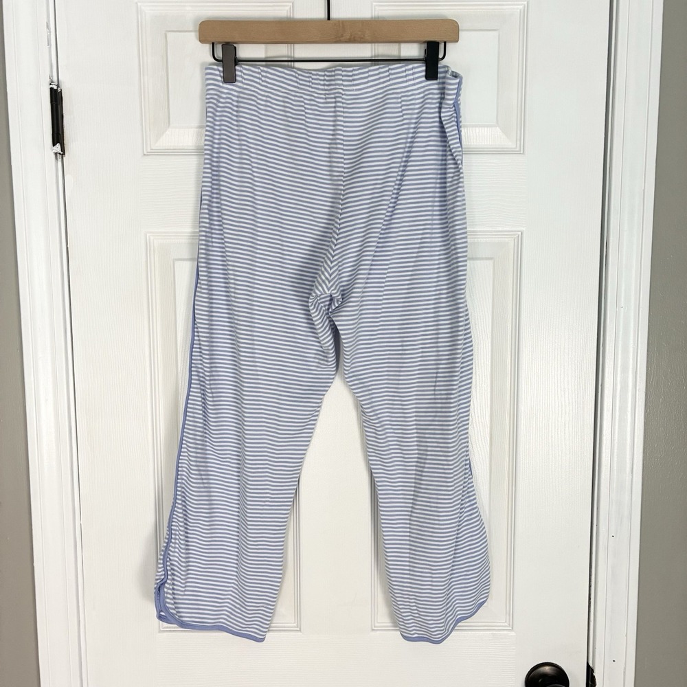 LAKE Pajamas 100% Pima Cotton Long Sleeve Pants Set Hydrangea Striped Medium - Picture 7 of 8